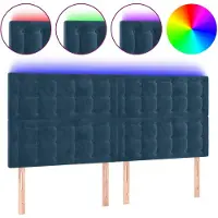 vidaXL Tête de lit LED bleu foncé 180x5x118/128 cm velours