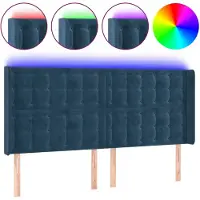 vidaXL Tête de lit LED bleu foncé 183x16x118/128 cm velours