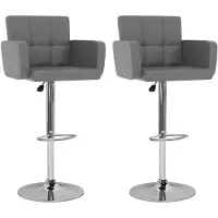 vidaXL Tabouret de bar 2 pcs. Simili cuir gris