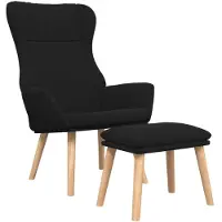 vidaXL Chaise de relaxation avec repose-pied Noir Tissu