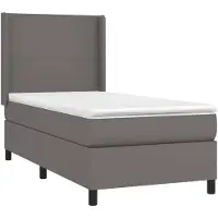 vidaXL Lit Boxspring avec matelas & LED Gris 90x200 cm Similicuir