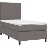 vidaXL Lit boxspring avec matelas Gris 90x200 cm similicuir