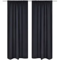 vidaXL 2 pcs Rideau Blackout Occultant Noir Tête à Fente 135 x 245 cm