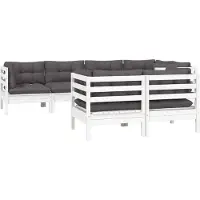 vidaXL Ensemble salon de jardin 7 pièces avec coussins blanc pin massif