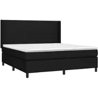 vidaXL Lit boxspring avec matelas noir 160x200 cm Tissu