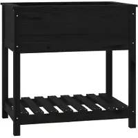 vidaXL Jardinière avec étagère Noir 82,5x54x81 cm Bois massif de pin