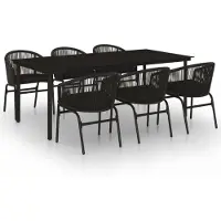 vidaXL Ensemble de jardin 7 pièces noir