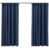 vidaXL Rideaux occultants aspect lin avec crochets 2pcs Bleu 140x175cm