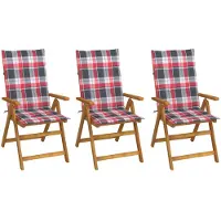 vidaXL Chaises de jardin pliantes 3 pcs. avec coussins en bois massif d'acacia