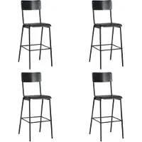 vidaXL Tabouret de bar 4 pcs noir contreplaqué massif acier