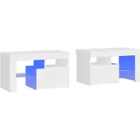vidaXL Tables de chevet 2 pcs et lumières LED Blanc 70x36,5x40 cm