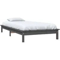 vidaXL Lit en bois massif gris 90x190 cm pin