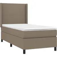 vidaXL Lit Boxspring avec matelas & LED Taupe 90x200 cm Tissu