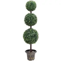 vidaXL Plante de buis artificiel avec pot Forme de boule Vert 118 cm