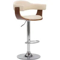 vidaXL Tabouret de bar 2 pcs. Crème bois courbé et similicuir