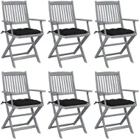 vidaXL Chaises de jardin pliantes 6 pièces avec coussins en bois massif d'acacia