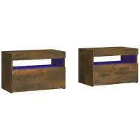 vidaXL Tables de chevet 2 pcs et lumières LED Chêne fumé 60x35x40 cm
