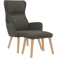 vidaXL Fauteuil relax avec pouf gris foncé velours