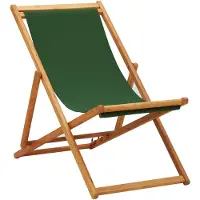 vidaXL Chaise de plage pliante bois d'eucalyptus et tissu vert