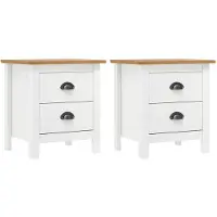 vidaXL Tables de chevet Hill 2 pcs Blanc 46x35x49,5 cm Bois pin solide