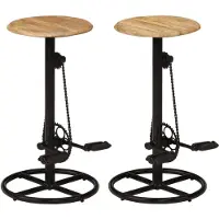 vidaXL Tabouret de bar 2 pcs. Bois massif de manguier