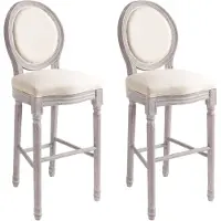 vidaXL Tabouret de bar 2 pcs. Blanc lin