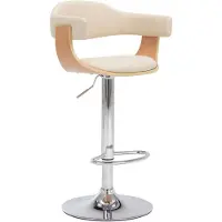 vidaXL Tabouret de bar 2 pcs. Crème bois courbé et similicuir
