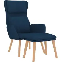 vidaXL Fauteuil relax avec pouf Bleu velours