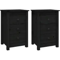 vidaXL Tables de chevet 2 pcs Noir 40x35x61,5 cm Bois de pin massif