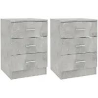 vidaXL Tables de chevet 2 pcs Gris béton 38x35x56 cm Bois d'ingénierie