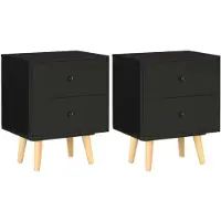 vidaXL Tables de chevet 2 pcs Noir 40 x 30 x 50 cm Pin massif