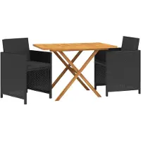 vidaXL Ensemble de jardin 3 pièces avec coussins Noir