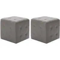 vidaXL 2 pcs Poufs Gris 30 x 30 x 30 cm Similicuir