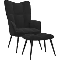 vidaXL Fauteuil de relaxation avec pouf Velours noir