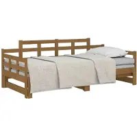 vidaXL Lit de jour extensible Pin massif brun miel 2x(90x190) cm