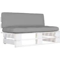 vidaXL Canapé central d'extérieur palettes en pin imprégné blanc