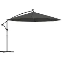 vidaXL Parapluie avec lampes LED et mât métallique 350 cm anthracite
