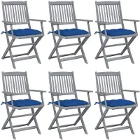 vidaXL Chaises de jardin pliantes 6 pièces avec coussins en bois massif d'acacia