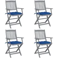 vidaXL Chaises de jardin pliantes 4 pièces avec coussins en bois massif d'acacia