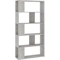 vidaXL Bibliothèque/Séparateur de pièce Gris béton Bois d’ingénierie