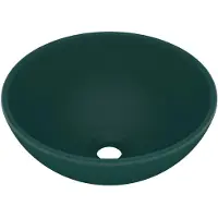 vidaXL Washbeasin rund 32,5 x 14 cm Keramikmatte dunkelgrün