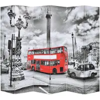 vidaXL Cloison de séparation 228 x 170 cm Bus londonien Noir et blanc