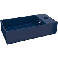 vidaXL Lavabo de salle de bains avec trop-plein Céramique bleu foncé