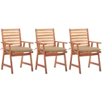 vidaXL Chaises de jardin 3 pièces avec coussins en bois massif d'acacia