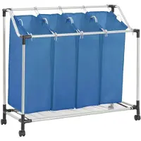 vidaXL Trieuse à linge avec 4 sacs Bleu Acier