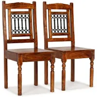 vidaXL Chaises de salle à manger 2 pcs. Bois massif avec finition couleur miel