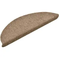 vidaXL Tapis d'escalier autocollants 15 pièces 56 x 17 x 3 cm Beige Demi-rond
