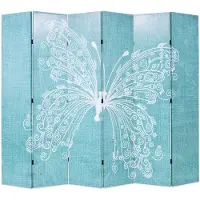 vidaXL Cloison de séparation pliable 228 x 170 cm Papillon Bleu
