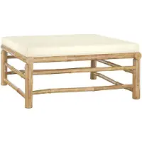 vidaXL Repose-pied de jardin avec coussin blanc crème Bambou