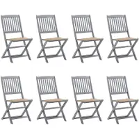vidaXL Klappbare Gartenstühle 8 Stk. mit Kissen Massivholz Akazie